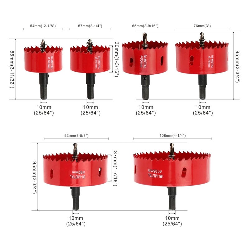 dashap 6PCS Hole Saw Kit for Tungsten Hole Cutters in Metal, Aluminium, Wood and Plastic for a Wide Range of Drilling Needs in Different Materials and Hole Diameters. - Image 2